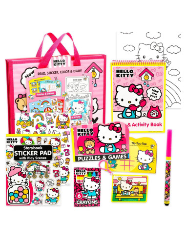 Conjunto de Actividades Hello Kitty - Portafolio con Libros y Stickers