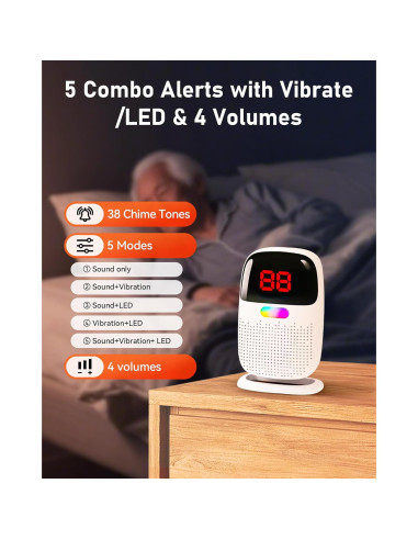 Alarmas de Cama PILSAMAS con 2 Sensores y Receptor Inalámbrico