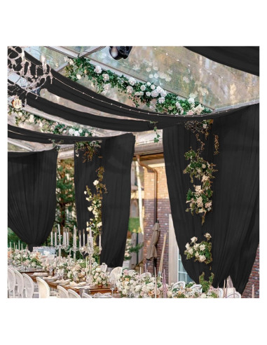 Cortinas de Techo FUHSY Chiffon Negras 60x240 cm 2 Paneles
