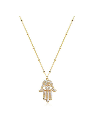 Collar Dainty Ojo Maligno MEVECCO Baño de Oro 18K 45.72-50.8 cm