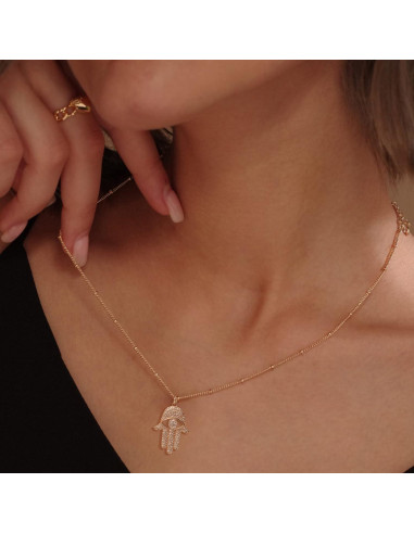 Collar Dainty Ojo Maligno MEVECCO Baño de Oro 18K 45.72-50.8 cm