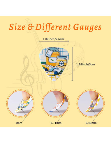 Set de 45 Púas de Guitarra Cobahom Celuloide Multicolor 0.46-1mm