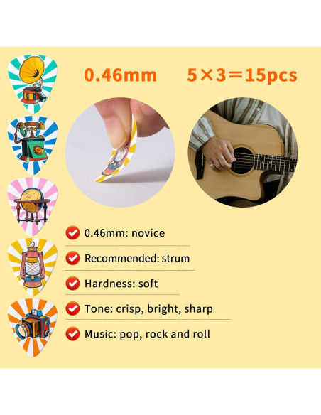 Set de 45 Púas de Guitarra Cobahom Celuloide Multicolor 0.46-1mm Set de 45 Púas de Guitarra Cobahom Celuloide Multicolor 0.46-1mm