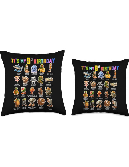 Almohada 16x16 cm Divertida para 9 Cumpleaños Bebé Meme Almohada 16x16 cm Divertida para 9 Cumpleaños Bebé Meme