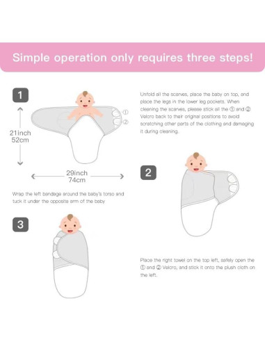 Envoltura de Swaddle Ajustable Sleepyturtle - Paquete de 3 Bebés