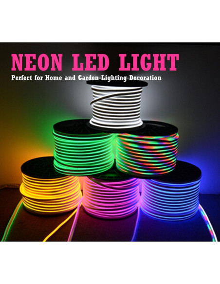 Tira de Luz LED Neón RGB KERTME 20m Impermeable Control Remoto Tira de Luz LED Neón RGB KERTME 20m Impermeable Control Remoto