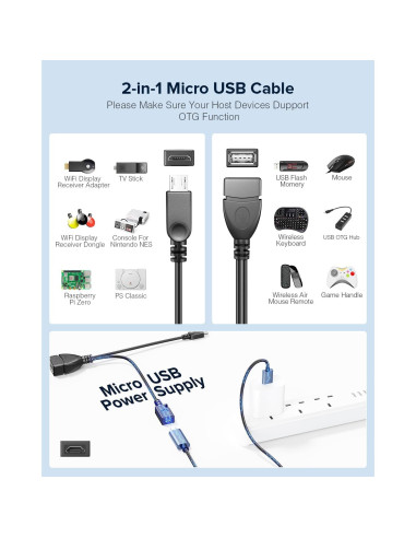 Adaptador Micro USB OTG con Alimentación ANDTOBO - Paquete de 2