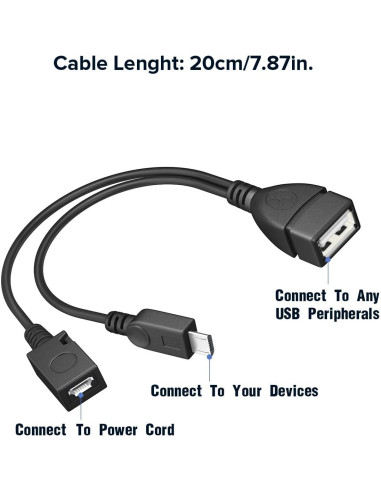 Adaptador Micro USB OTG con Alimentación ANDTOBO - Paquete de 2