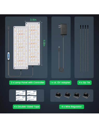 Luces de Crecimiento Garpsen 24W Espectro Completo 2 Paneles