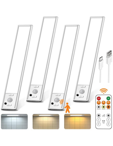 Iluminación Bajo Gabinete LENOMA 4 Piezas LED Recargable USB