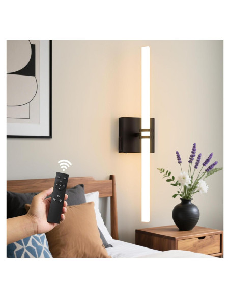 Aplique de Pared Inalámbrico Eicrkodn 55.88 cm Negro con Control Remoto Aplique de Pared Inalámbrico Eicrkodn 55.88 cm Negro con Control Remoto