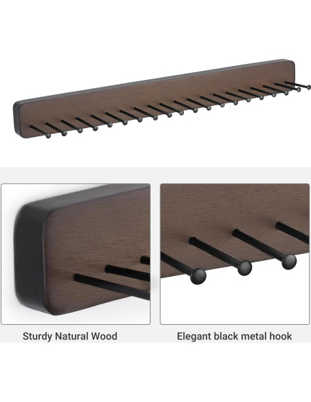 Soporte de Corbatas Mkono de Madera para 20 Corbatas y Cinturones Soporte de Corbatas Mkono de Madera para 20 Corbatas y Cinturones