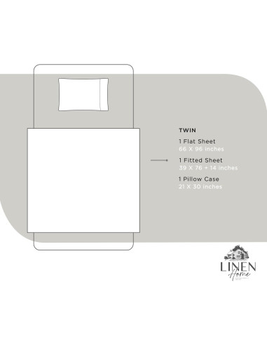 Juego de Sábanas Individual 100% Algodón Linen Home Blanco 3 Piezas