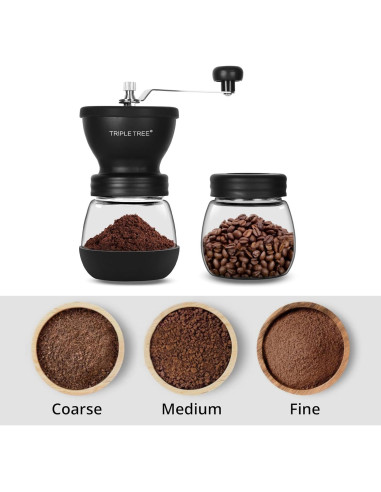 Molino de café manual Zaboro con muelas de cerámica y 2 tarros