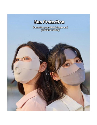 Cubierta Facial UV Transpirable UPF 50+ para Mujeres - Gris Claro