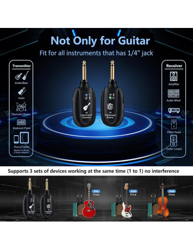 Transmisor y Receptor Inalámbrico WENTELMUSIC A8 para Guitarra
