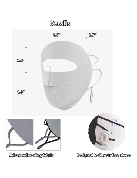 Cubierta Facial UV Transpirable UPF 50+ para Mujeres - Gris Claro Cubierta Facial UV Transpirable UPF 50+ para Mujeres - Gris Claro