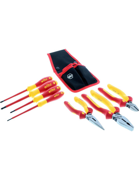 Conjunto de Alicates Aislados 7 Piezas Wiha + Desforradora KNIPEX 20.32 cm Conjunto de Alicates Aislados 7 Piezas Wiha + Desforradora KNIPEX 20.32 cm
