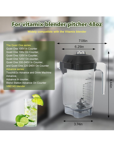 Jarra de licuadora Vitamix 48oz Advance para VM0145 y más