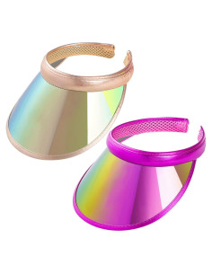 Paquete de 2 Sombreros Visera de Sol UV Iridiscente Unisex