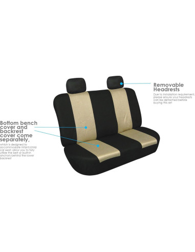 Funda de Asiento Trasero Universal FH Group Beige - Protector para Coche