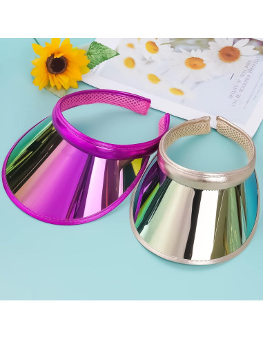 Paquete de 2 Sombreros Visera de Sol UV Iridiscente Unisex