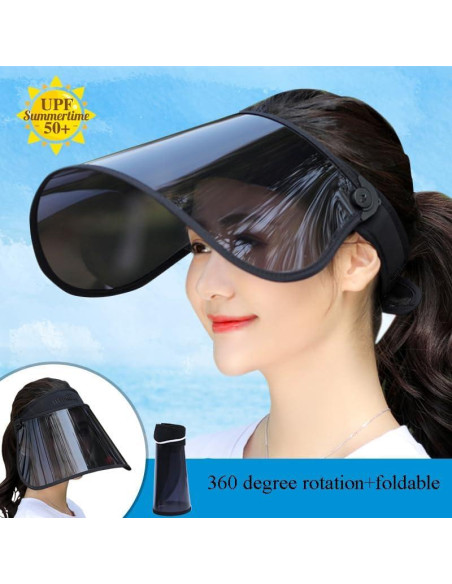 Visera de sol ajustable para mujeres con escudo facial UPF 50+ Visera de sol ajustable para mujeres con escudo facial UPF 50+