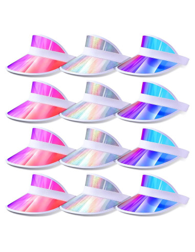 Gorras de Visera Solar Jadive 12 Pcs Ajustables UV Translucidas