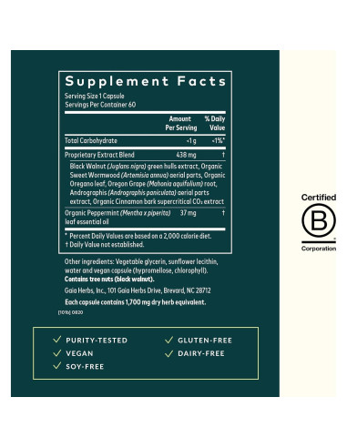 Suplemento Digestivo Gaia Herbs Limpieza del Microbioma 60 Cápsulas