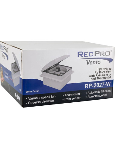 Ventilador de Techo RecPro Vento Deluxe 12V 10 Velocidades Blanco