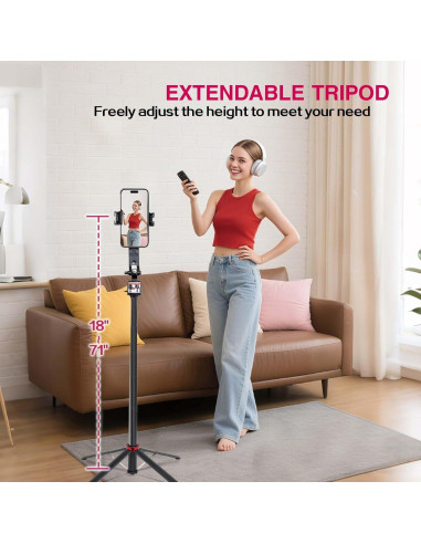 Trípode Selfie Retráctil KNJWGGNM 1.8m con AI y Control Remoto