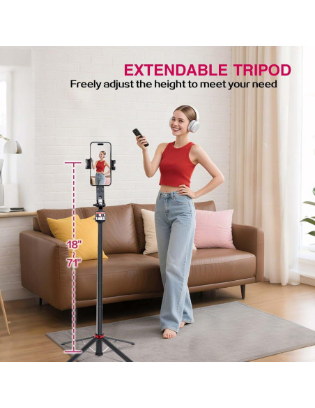 Trípode Selfie Retráctil KNJWGGNM 1.8m con AI y Control Remoto Trípode Selfie Retráctil KNJWGGNM 1.8m con AI y Control Remoto