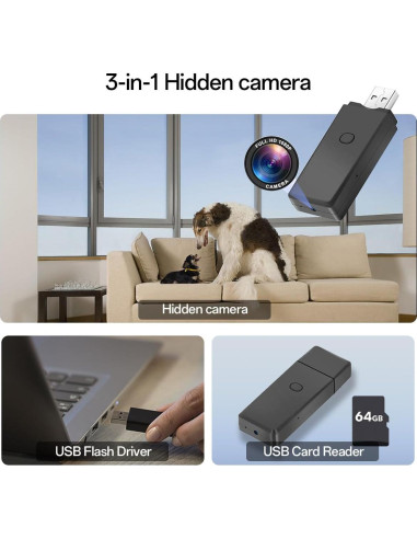 Cámara Oculta 1080P con USB 64GB Rumhams - Portátil
