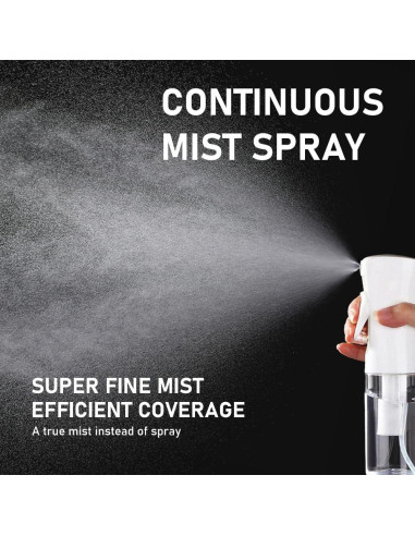 Botella de Spray Continua ELEMSY 200 ml - 2 Unidades, Nebulización Ultra Fina