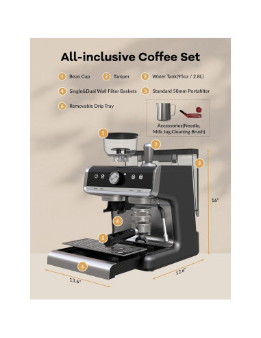 Máquina de Espresso Takywep 20 Bar Semi-Automática 2.8L