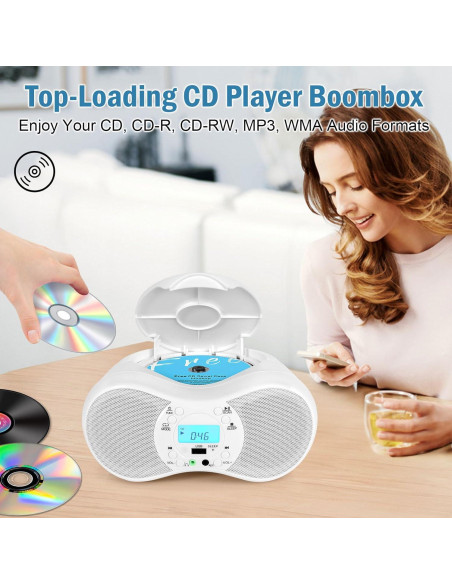 Reproductor de CD Portátil JOVELL con Sonido Estéreo y AUX Reproductor de CD Portátil JOVELL con Sonido Estéreo y AUX