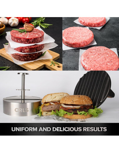 Juego de Parrilla CRLS para Hamburguesas - Prensa y Molde 14x11.4cm