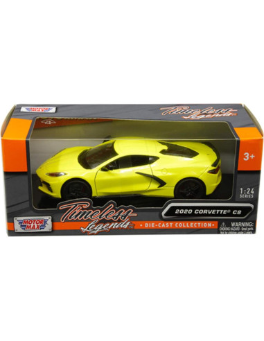 Coche Diecast 1/24 Motor Max Corvette C8 Stingray Amarillo 2020