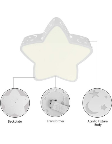 Luz de Techo LED LAKIQ Estrella 40 cm Blanca para Niños