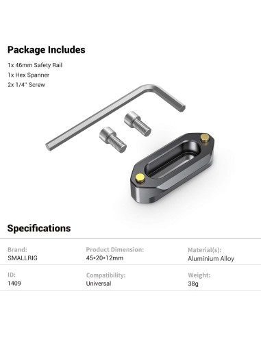 Riel de Seguridad NATO 4cm SmallRig con Tornillos 1/4''