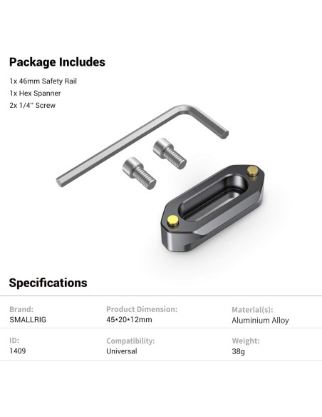 Riel de Seguridad NATO 4cm SmallRig con Tornillos 1/4'' Riel de Seguridad NATO 4cm SmallRig con Tornillos 1/4''
