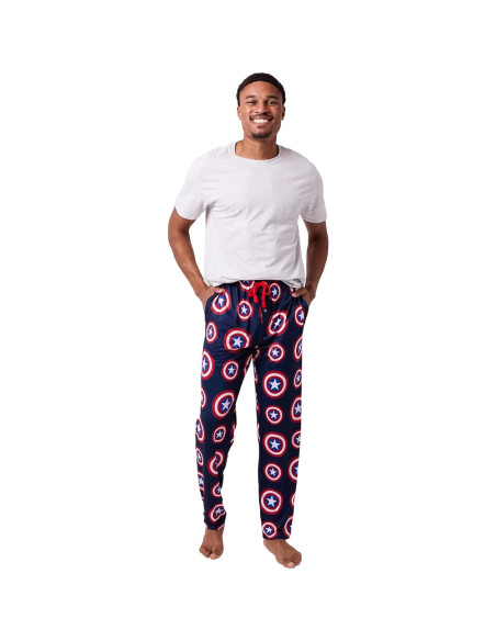 Pantalones de dormir hombres Capitán América azul marino M Pantalones de dormir hombres Capitán América azul marino M