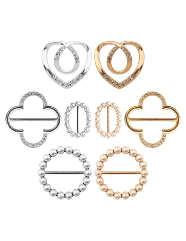Paquete de 8 Anillos para Bufanda Atarasia - Clips Premium Oro/Plata