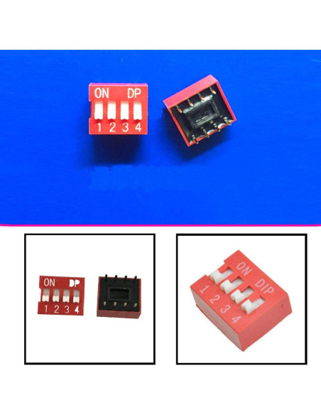 20 Interruptores DIP 4 posiciones Comidox 2.54mm 8 terminales 20 Interruptores DIP 4 posiciones Comidox 2.54mm 8 terminales