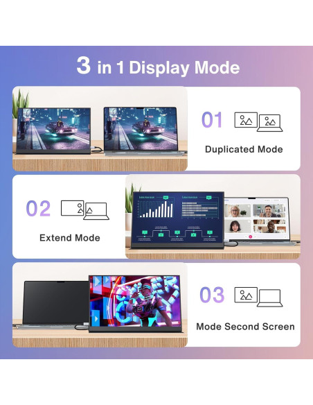 Monitor Portátil JYXCN 14" FHD 1080P Táctil USB-C HDMI Monitor Portátil JYXCN 14" FHD 1080P Táctil USB-C HDMI
