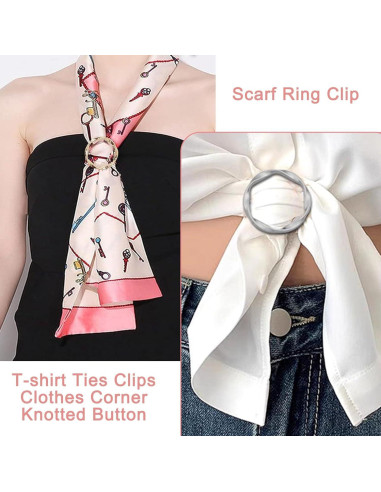 Juego de 6 Clips de Anillo para Bufandas y Camisas - Elegantes