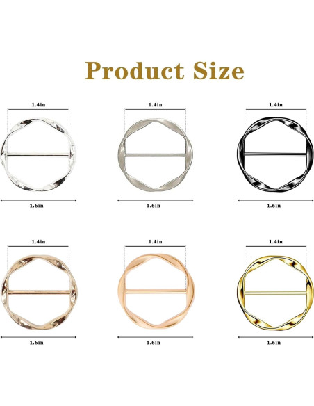 Juego de 6 Clips de Anillo para Bufandas y Camisas - Elegantes Juego de 6 Clips de Anillo para Bufandas y Camisas - Elegantes