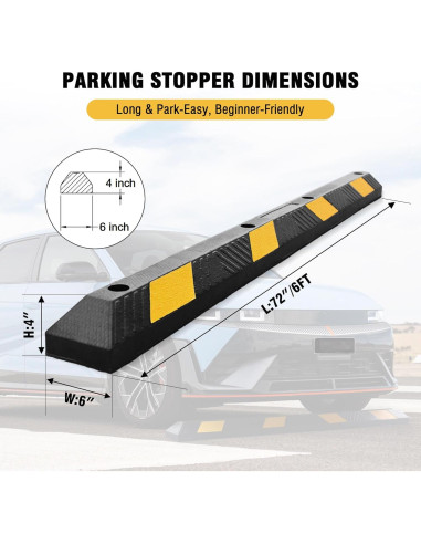 Tope de Estacionamiento de Goma STARSIGNS 182,88 cm Duradero
