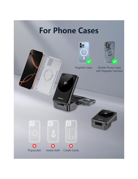 Cargador Inalámbrico 3 en 1 Qi2 DERLULU 15W para Apple Cargador Inalámbrico 3 en 1 Qi2 DERLULU 15W para Apple