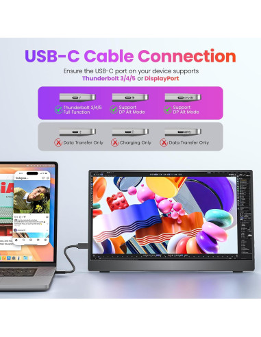Monitor Portátil Upperizon 15.6" FHD 60Hz IPS USB-C HDMI